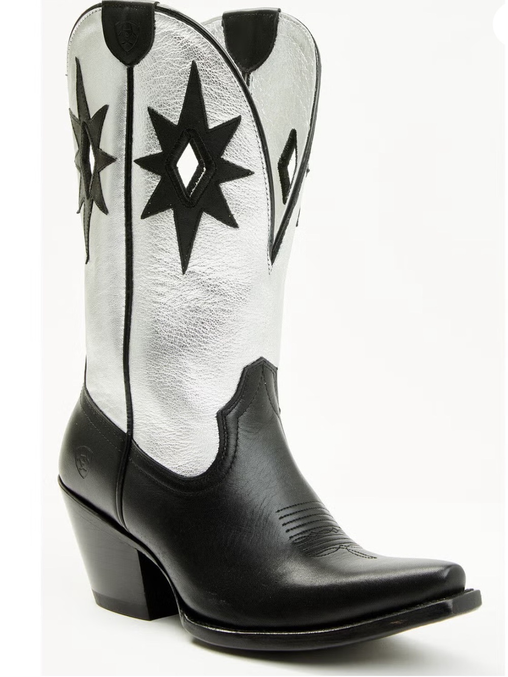 ARIAT WOMEN'S STARLIGHT WESTERN BOOTS - SNIP TOE NWT Size 9 Black/Silver